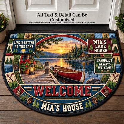 Mia's Lake House Personalized Half Round Mat | 5To9Vibe