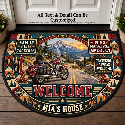 Mia's Motorcycle Adventures Personalized Half Round Mat | 5To9Vibe