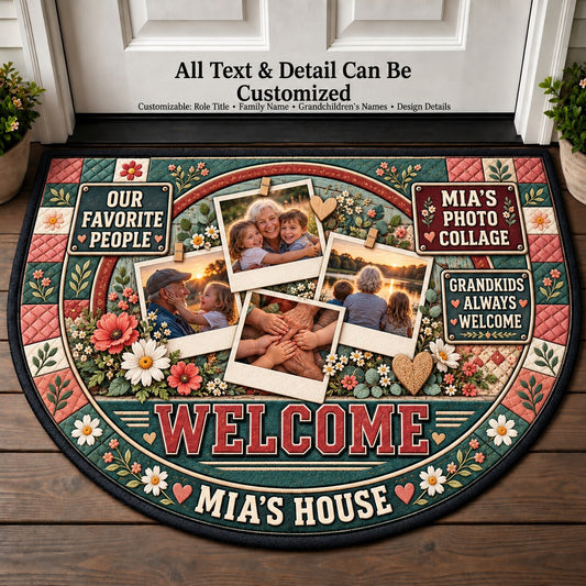 Mia's Photo Collage Personalized Half Round Mat | 5To9Vibe