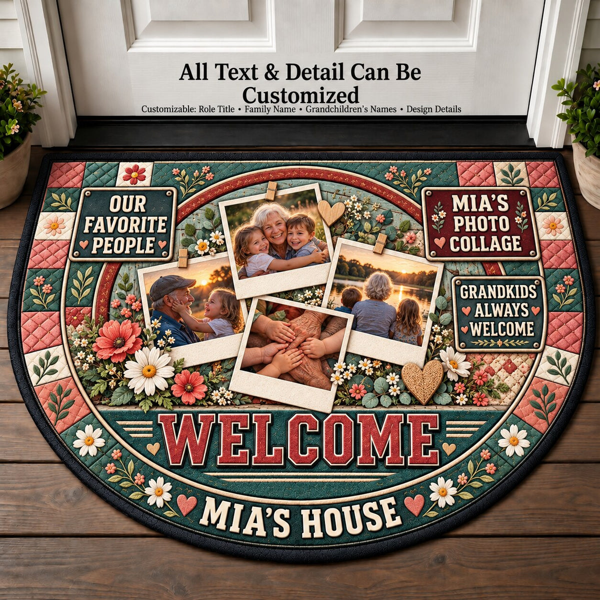 Mia's Photo Collage Personalized Half Round Mat | 5To9Vibe