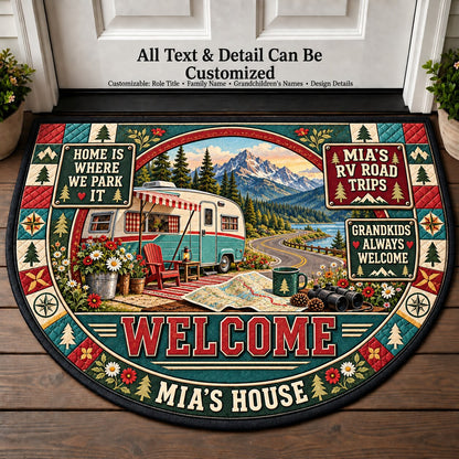 Mia's RV Road Trips Personalized Half Round Mat | 5To9Vibe