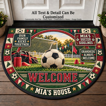 Mia's Soccer Sidelines Personalized Half Round Mat | 5To9Vibe