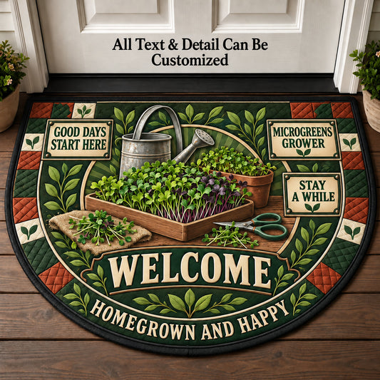 Microgreens Grower Personalized Half Round Mat | 5To9Vibe