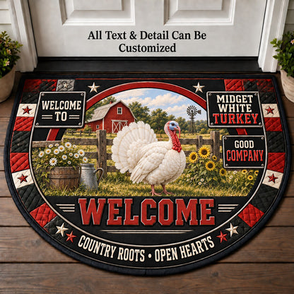 Midget White Turkey Personalized Half Round Mat | 5To9Vibe