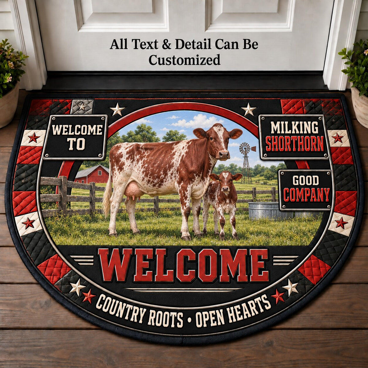 Milking Shorthorn Personalized Half Round Mat | 5To9Vibe