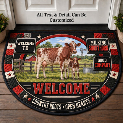 Milking Shorthorn Personalized Half Round Mat | 5To9Vibe