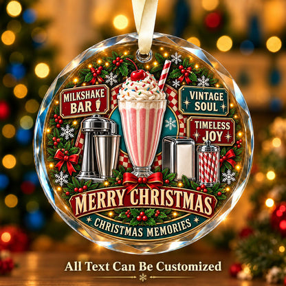 Milkshake Bar Personalized Glass Ornament | 5To9Vibe