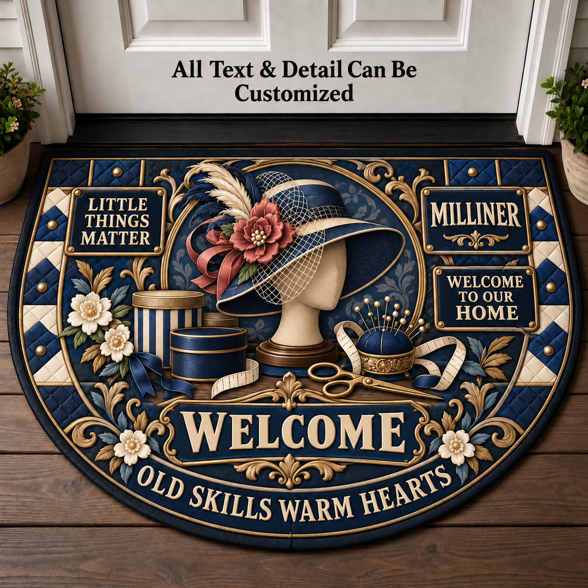 Milliner Personalized Half Round Mat | 5To9Vibe