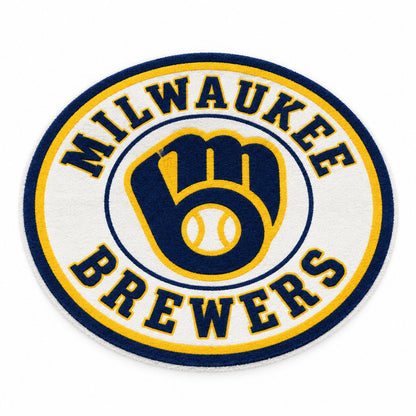 All Baseball Teams Round Logo Baseball Fan Custom Quilted Print Premium Welcome Mat Washable Black Border – Personalized Baseball Doormat