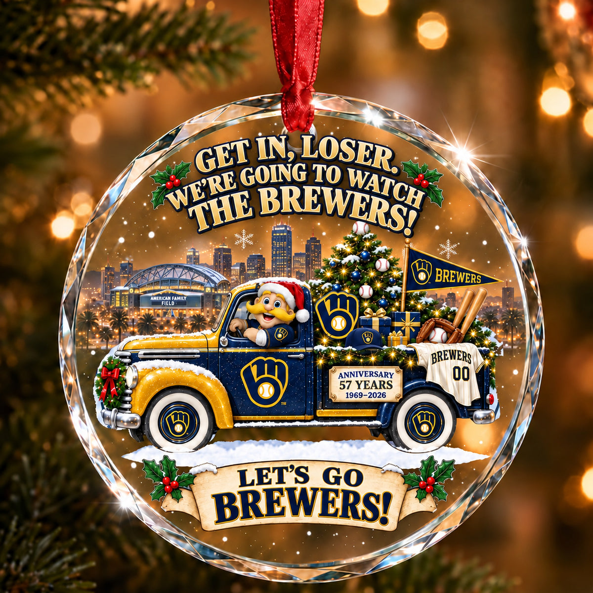 Baseball team Style 17 Glass Ornament mockup | 5To9Vibe