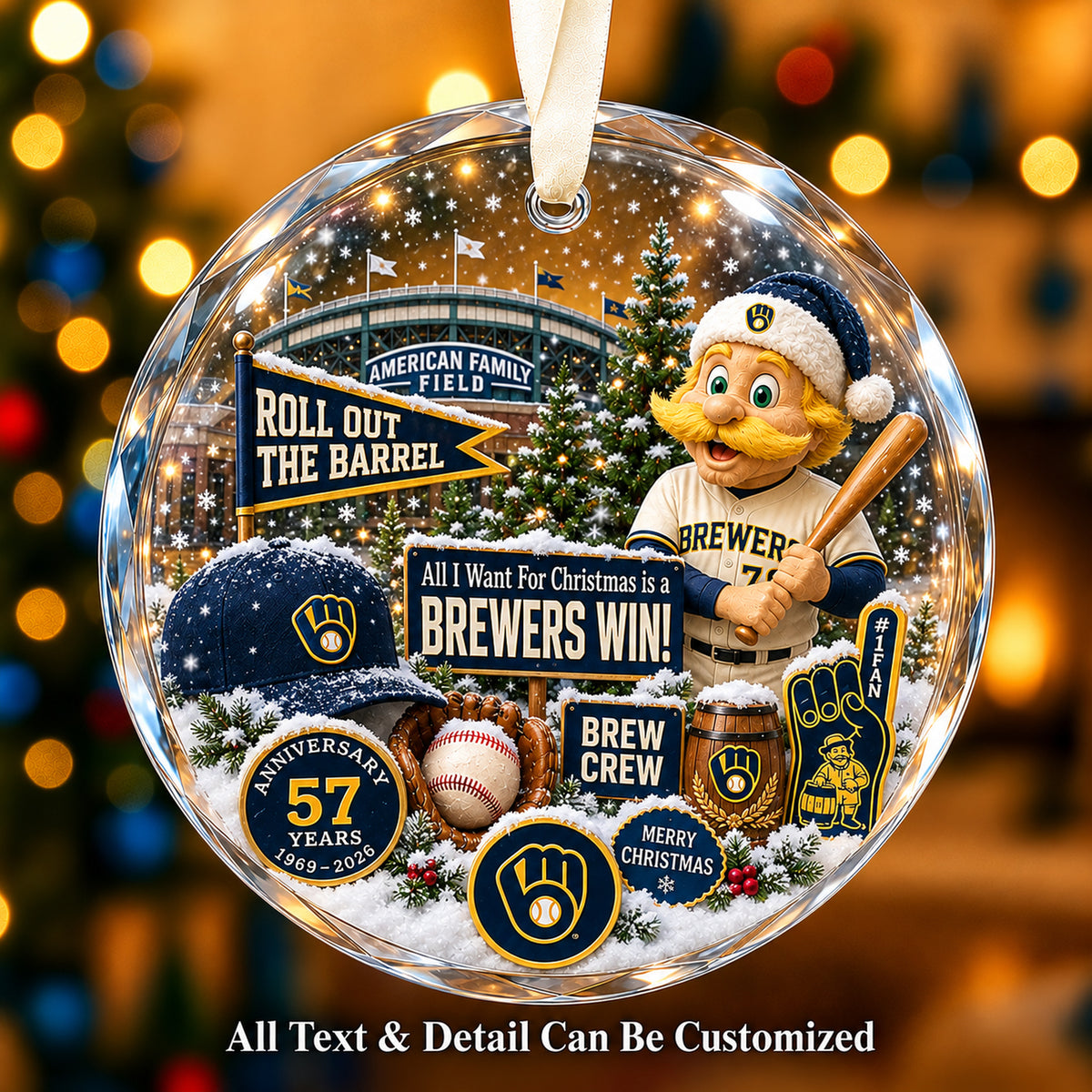 Baseball team Style 17 Glass Ornament mockup | 5To9Vibe
