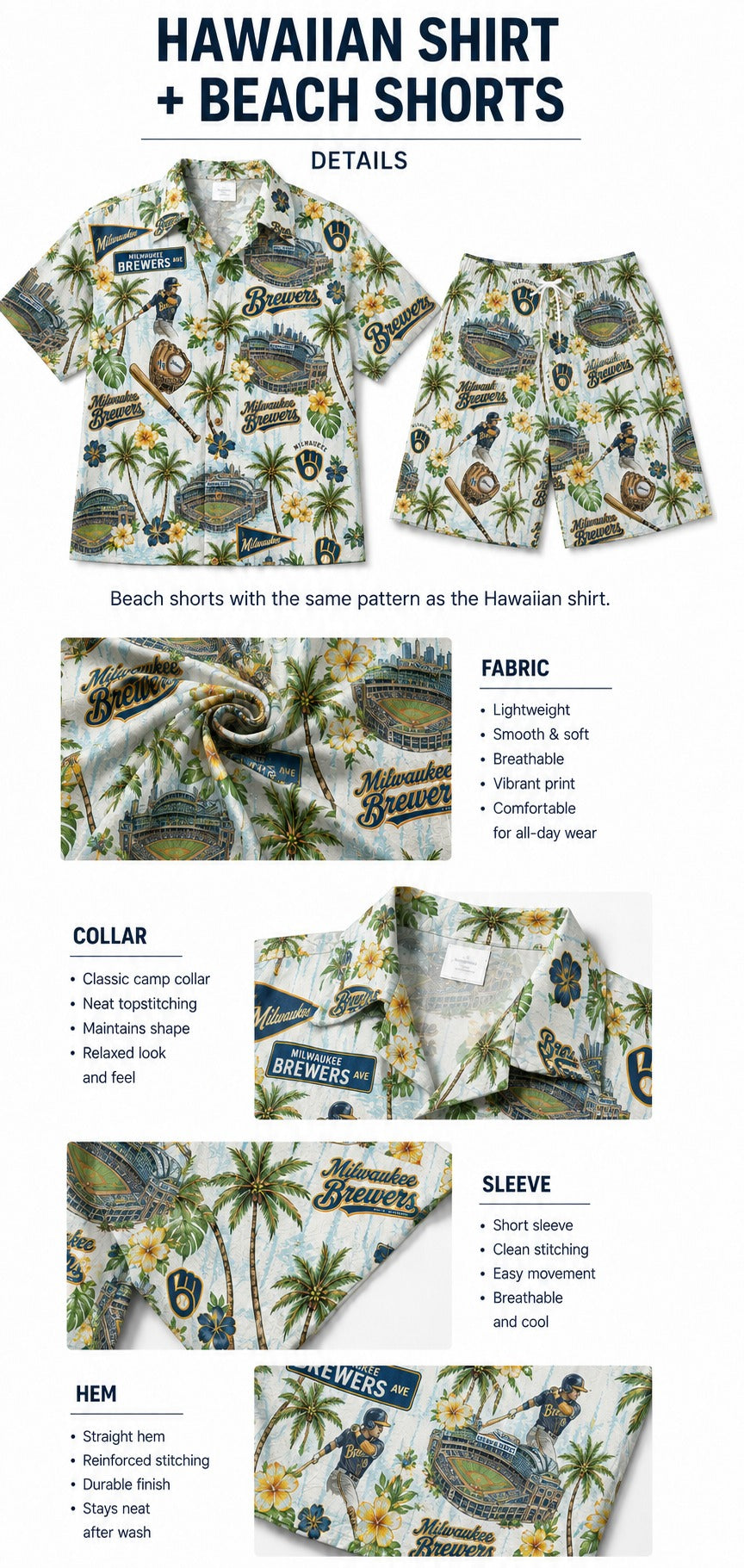 CC Baseball Teams Scenic Pattern Button-Up Unisex Hawaiian Shirt For Men and Women