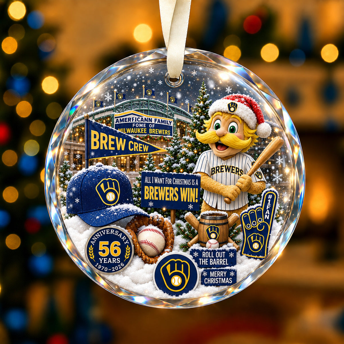 All Baseball Teams Christmas Snow Vibe Round Glass Ornament  With Red Gift Box | 5to9vibe