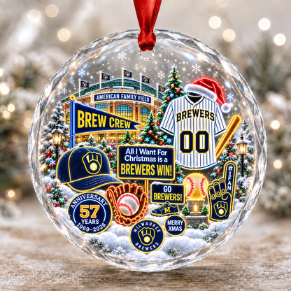 Adorno de vidrio de béisbol, 3 unidades con caja de regalo, equipo de béisbol de Navidad - Adorno de vidrio
