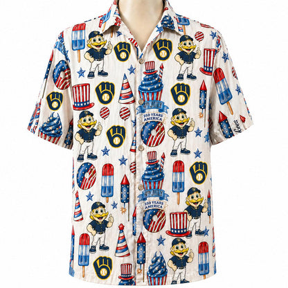 All Baseball Team 4th July 250 Years Anniversary America Premium Unisex Hawaiian Shirt For Men and Women