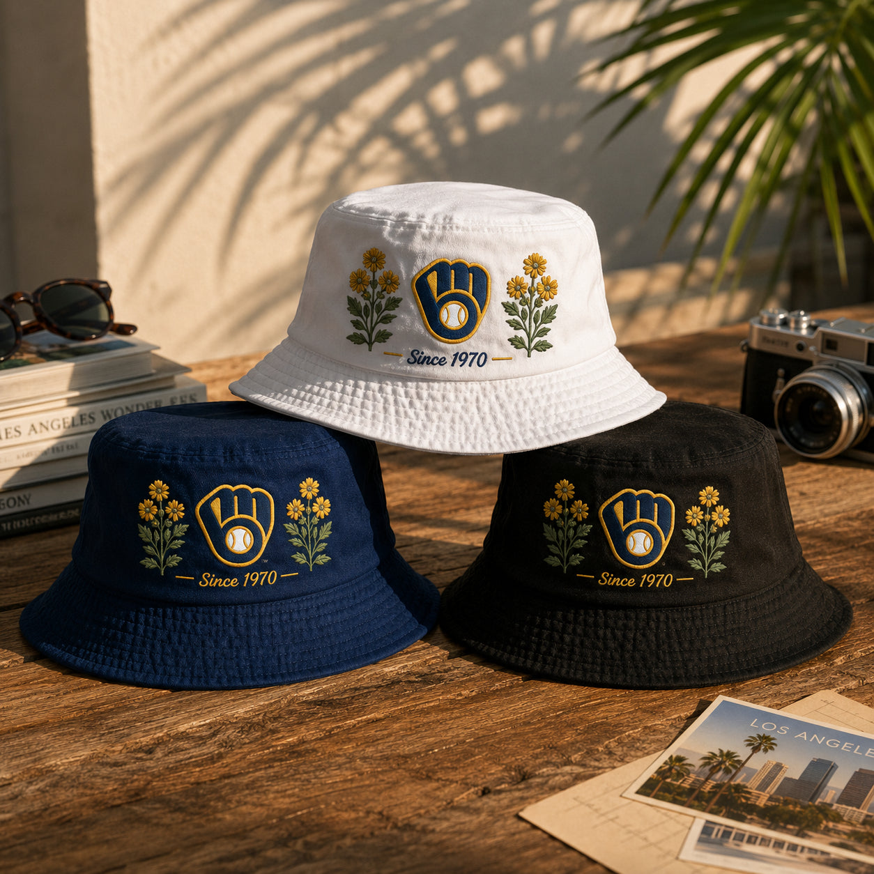 All Teams Embroidery Bucket Hat Baseball  Embroidery Bucket Hat With Logo and Flower Custom- 5to9vibe