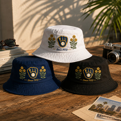 All Teams Embroidery Bucket Hat Baseball  Embroidery Bucket Hat With Logo and Flower Custom- 5to9vibe
