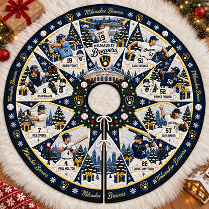 All Baseball Teams Vintage Players & Stadium Holiday Quilt Christmas Skirt Tree for Baseball Fans - 5To9Vibe