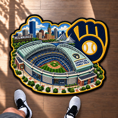 All Baseball Teams Logo Stadium Area Baseball Fan Custom Shape Rug Print Premium Welcome Mat Washable Black Border Personalized Baseball Custom Shape Rug