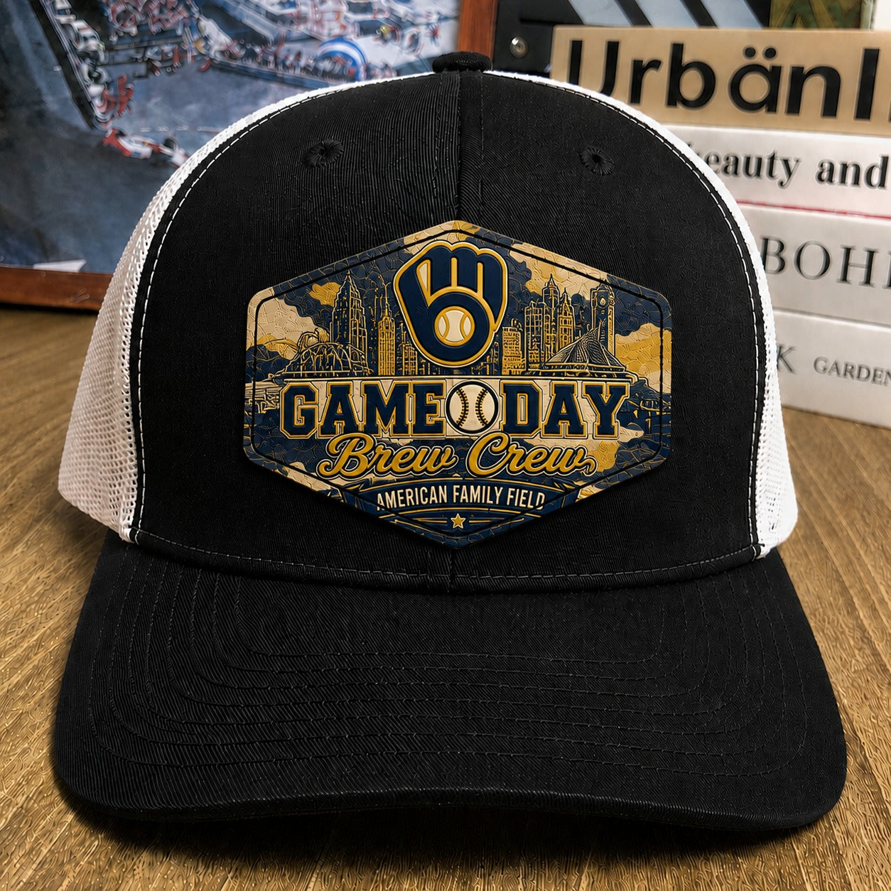All Teams Baseball Game Day Leather Patch Premium Mesh Snap Back Cap | Trucker Cap