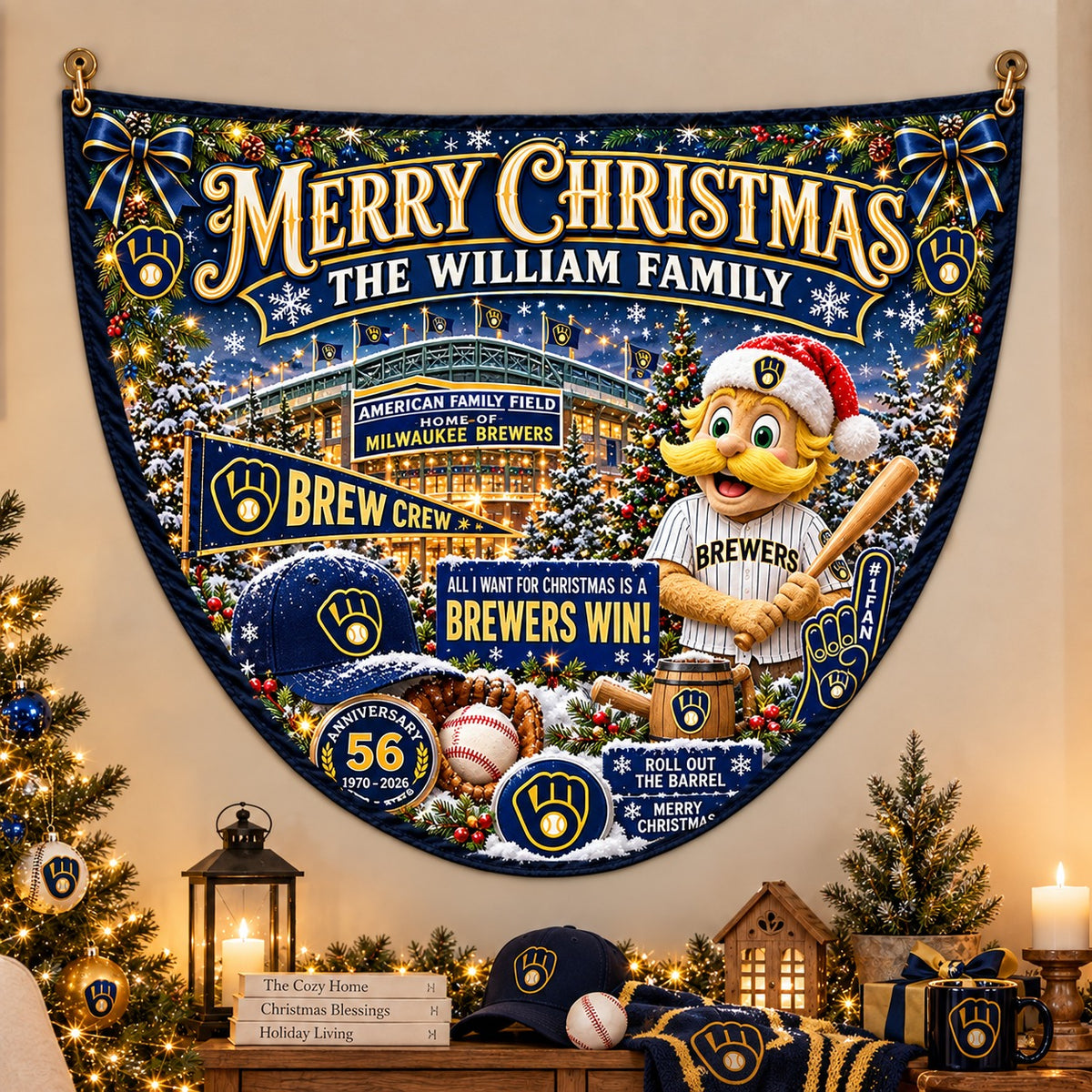 All Baseball Teams Personalized Christmas Night Bunting Flag - 5to9vibe