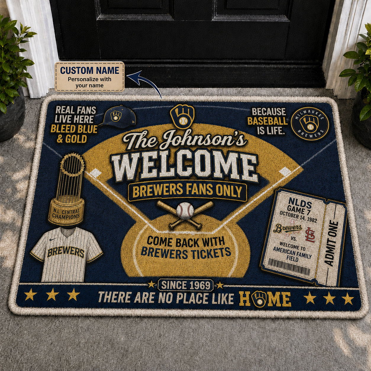 Alfombra personalizada de bienvenida premium de equipo de la MLB – Felpudo de béisbol personalizado