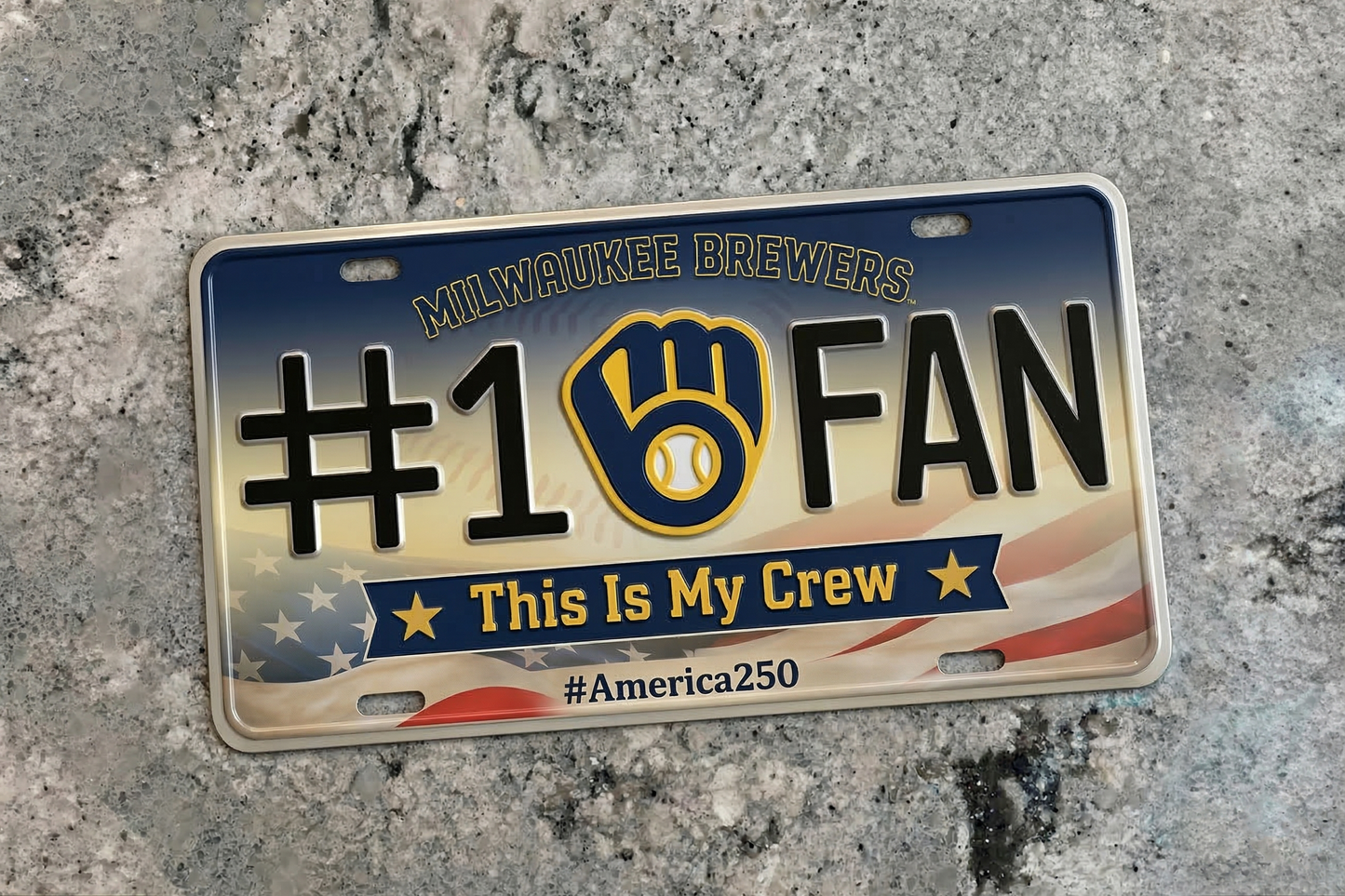 Baseball Car Plate Team Logo Fan America 250 Premium Car Plate