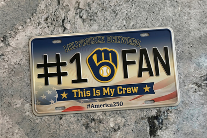 Baseball Car Plate Team Logo Fan America 250 Premium Car Plate