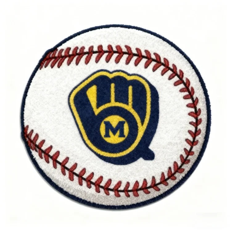 All Baseball Teams Baseball-Shaped Logo Baseball Fan Custom Quilted Print Premium Welcome Mat Washable Black Border – Personalized Baseball Doormat