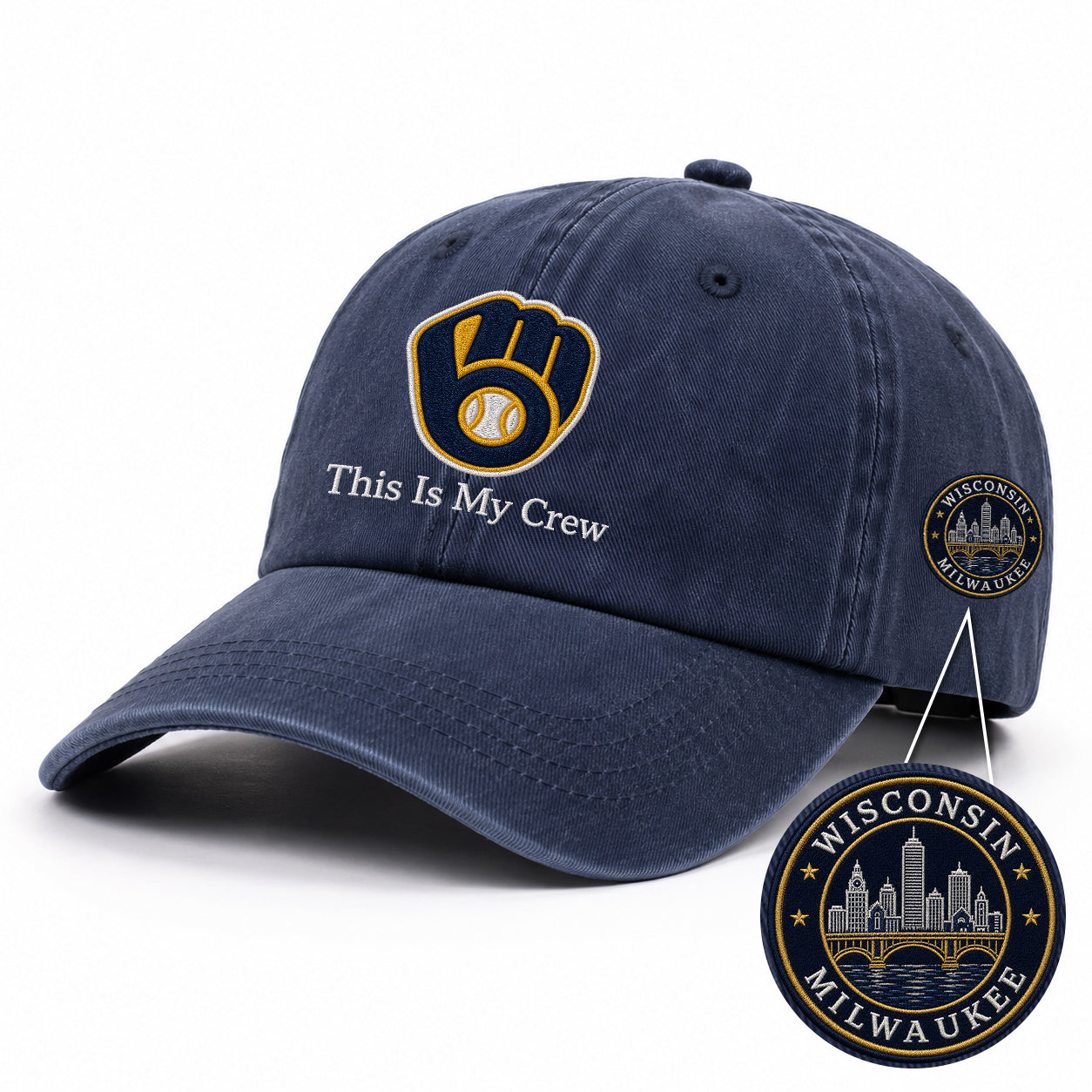 Baseball Team Slogan Cap All Teams Embroidered Logo Premium Wash Cap