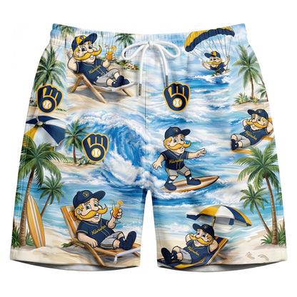 Camisa Hawaiana Unisex con Botones "Viber de Playa" de la Mascota de Béisbol TBR Para Hombres y Mujeres