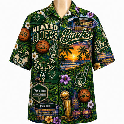 All Basketball Teams Tropical Sunset Paradise Pattern Vibe Summer Party Button-Up Unisex Hawaiian Shirt For Men and Women