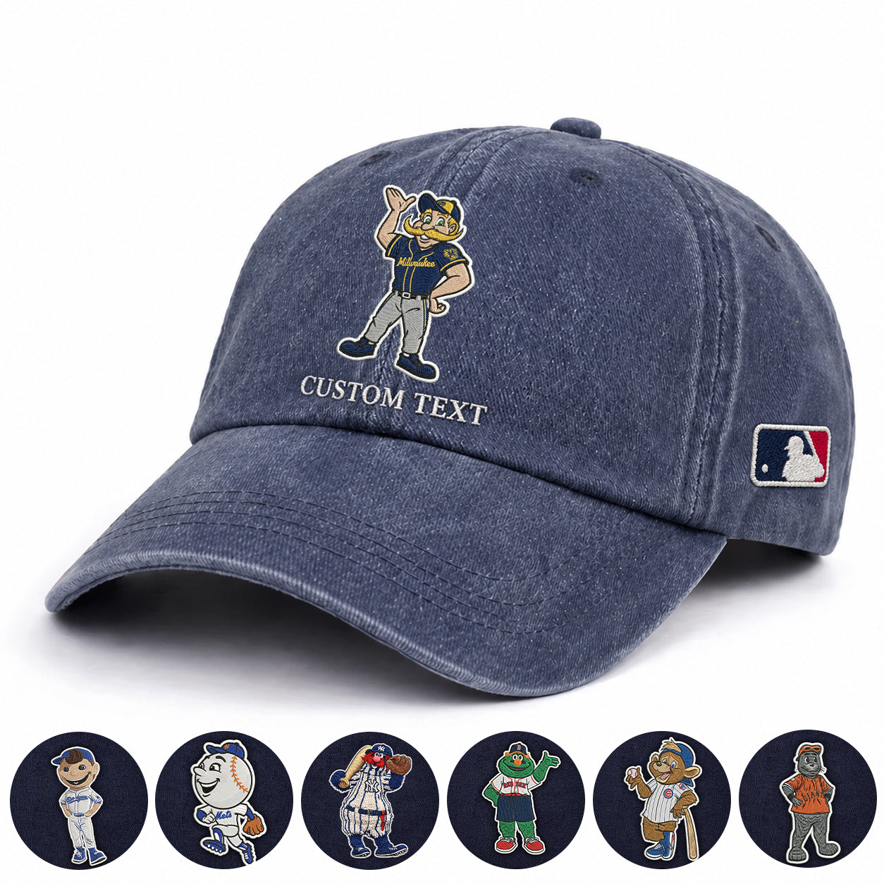 Mascots Baseball Cap All Teams Embroidered Logo Premium Wash Cap