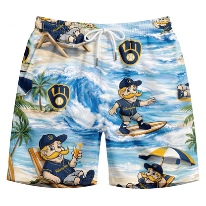 MB Baseball Mascot Beach Viber Button-Up Unisex Hawaiian Shirt For Men & Women