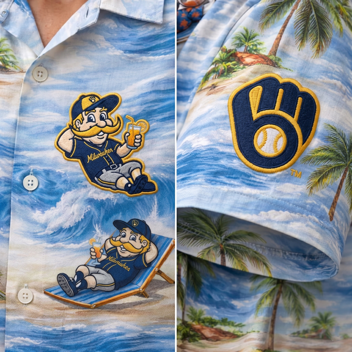 MB Baseball Mascot Beach Viber Button-Up Unisex Hawaiian Shirt For Men & Women