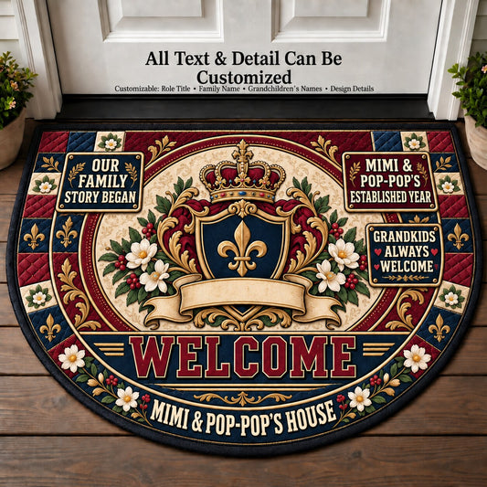 Mimi & Pop-Pop's Established Year Personalized Half Round Mat | 5To9Vibe