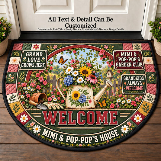 Mimi & Pop-Pop's Garden Club Personalized Half Round Mat | 5To9Vibe