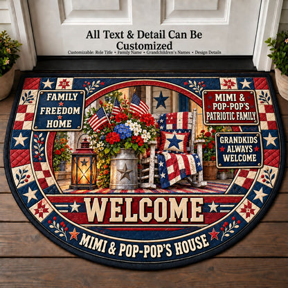 Mimi & Pop-Pop's Patriotic Family Personalized Half Round Mat | 5To9Vibe