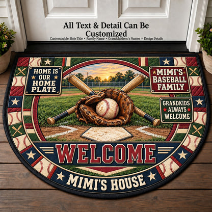 Mimi's Baseball Family Personalized Half Round Mat | 5To9Vibe
