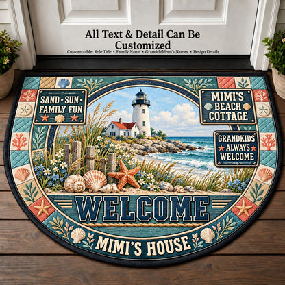 Mimi's Beach Cottage Personalized Half Round Mat | 5To9Vibe