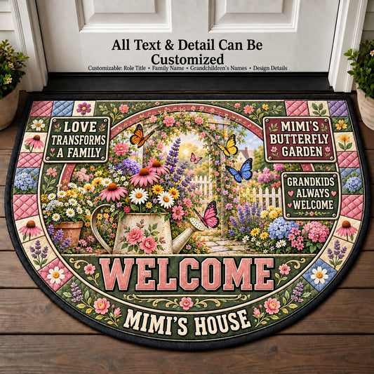 Mimi's Butterfly Garden Personalized Half Round Mat | 5To9Vibe