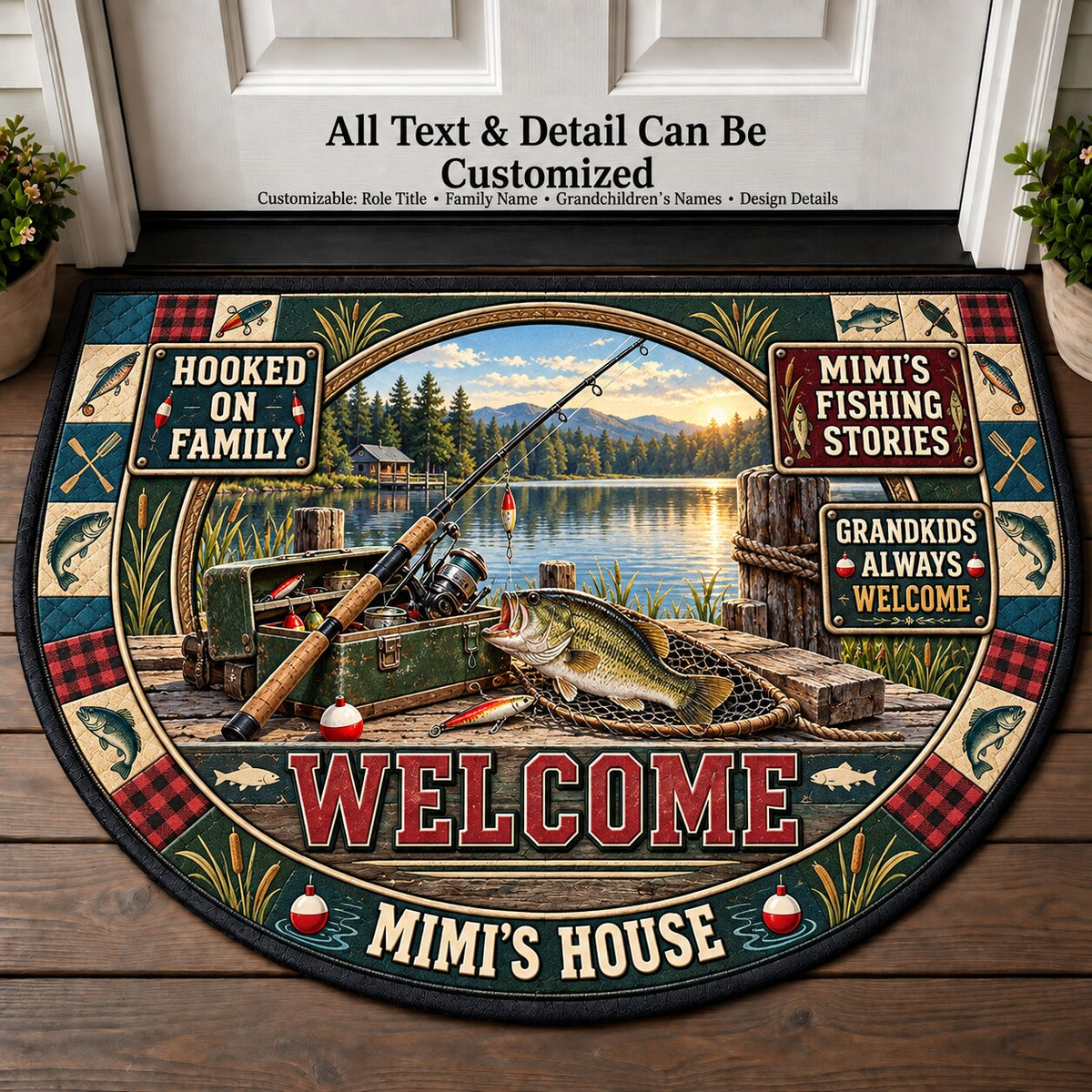 Mimi's Fishing Stories Personalized Half Round Mat | 5To9Vibe