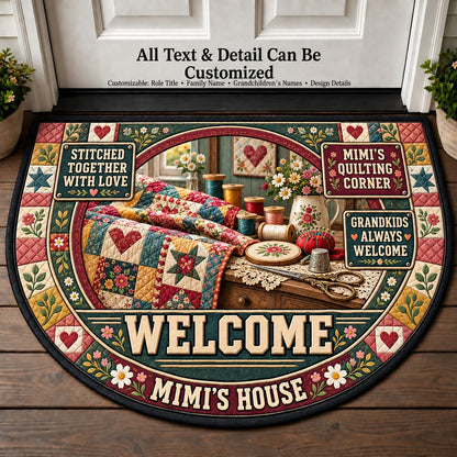 Mimi's Quilting Corner Personalized Half Round Mat | 5To9Vibe