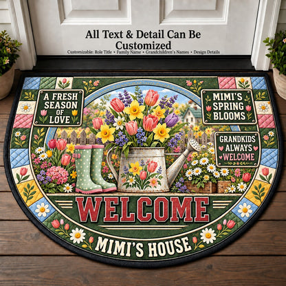 Mimi's Spring Blooms Personalized Half Round Mat | 5To9Vibe