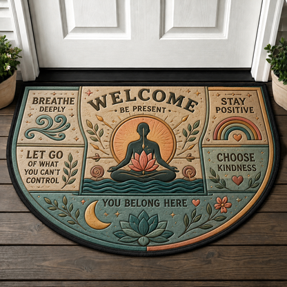 Welcome Be Present Mindfulness Doormat - Zen Calm Aesthetic Welcome Mat - 5to9vibe