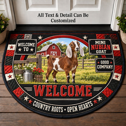 Mini Nubian Goat Personalized Half Round Mat | 5To9Vibe