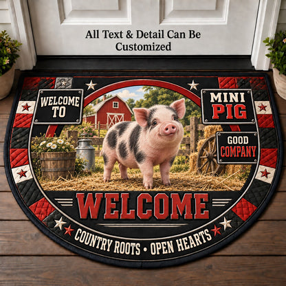 Mini Pig Personalized Half Round Mat | 5To9Vibe