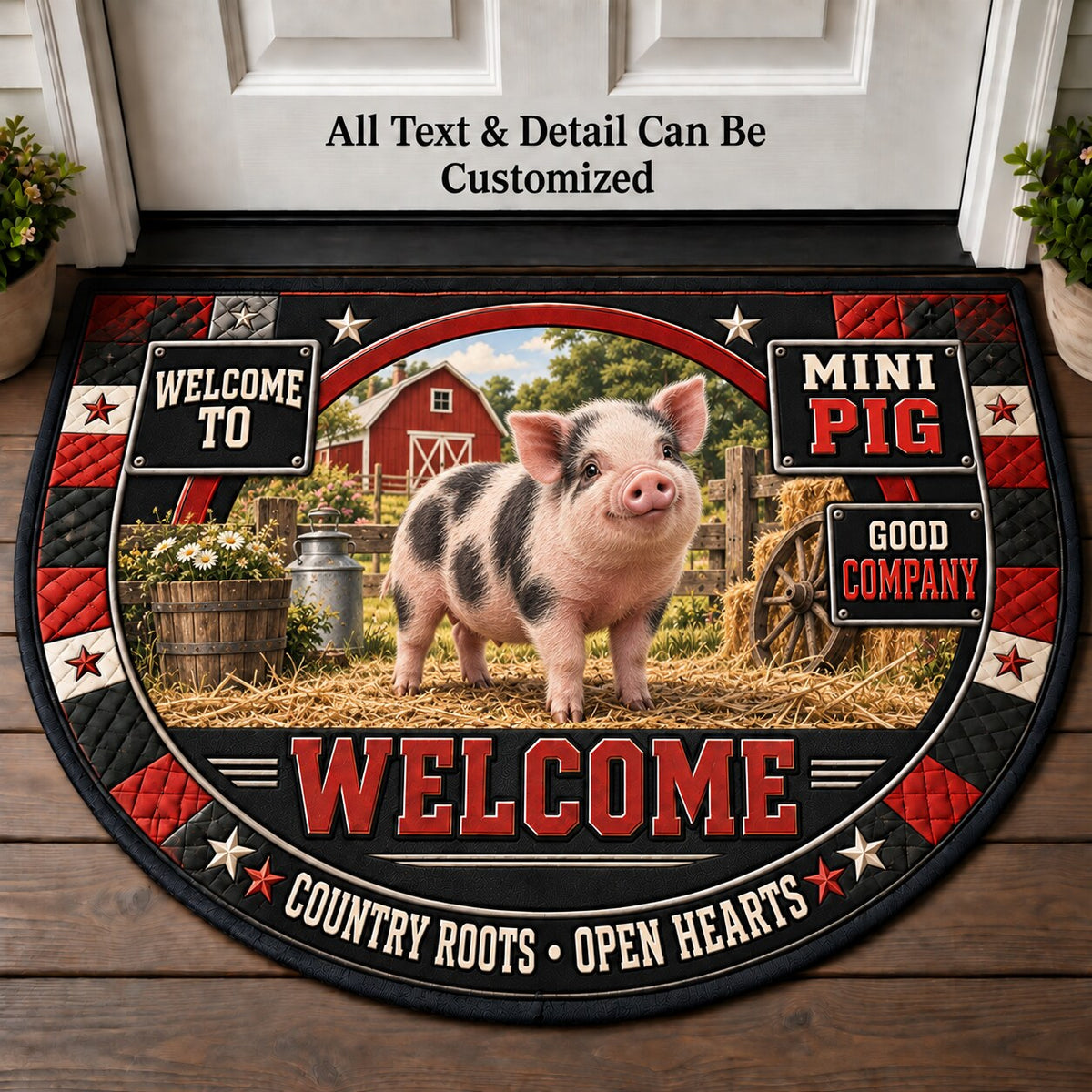 Mini Pig Personalized Half Round Mat | 5To9Vibe