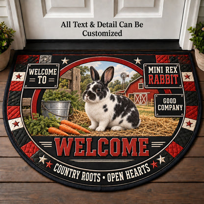 Mini Rex Rabbit Personalized Half Round Mat | 5To9Vibe