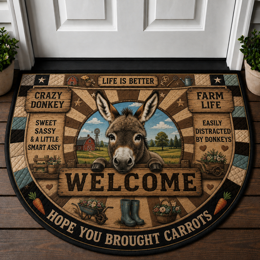 Hope You Brought Carrots Mini Donkey Doormat - Sweet Sassy Donkey Welcome Mat - 5to9vibe